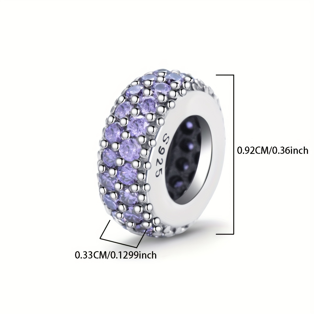 925 Silver Bead with Zirconia Inlay Jewelry for Female DIY